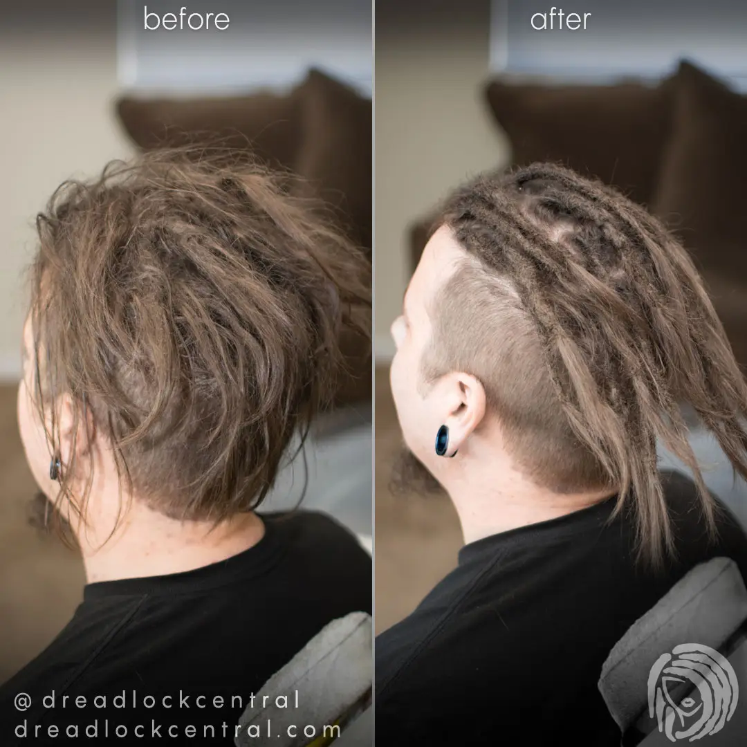 Young Dreadlock Tightening on White Hair
